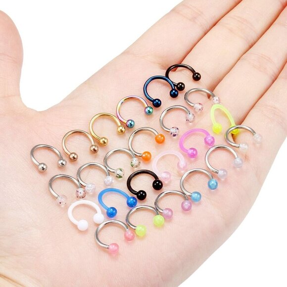 Elegant and Safe Septum Jewelry Set - 24PCS Mixing Sizes 20G-16G for Men & Women - Picture 7 of 7